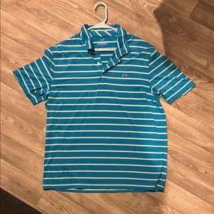 Vineyard Vines Men's Teal Striped Polo Shirt